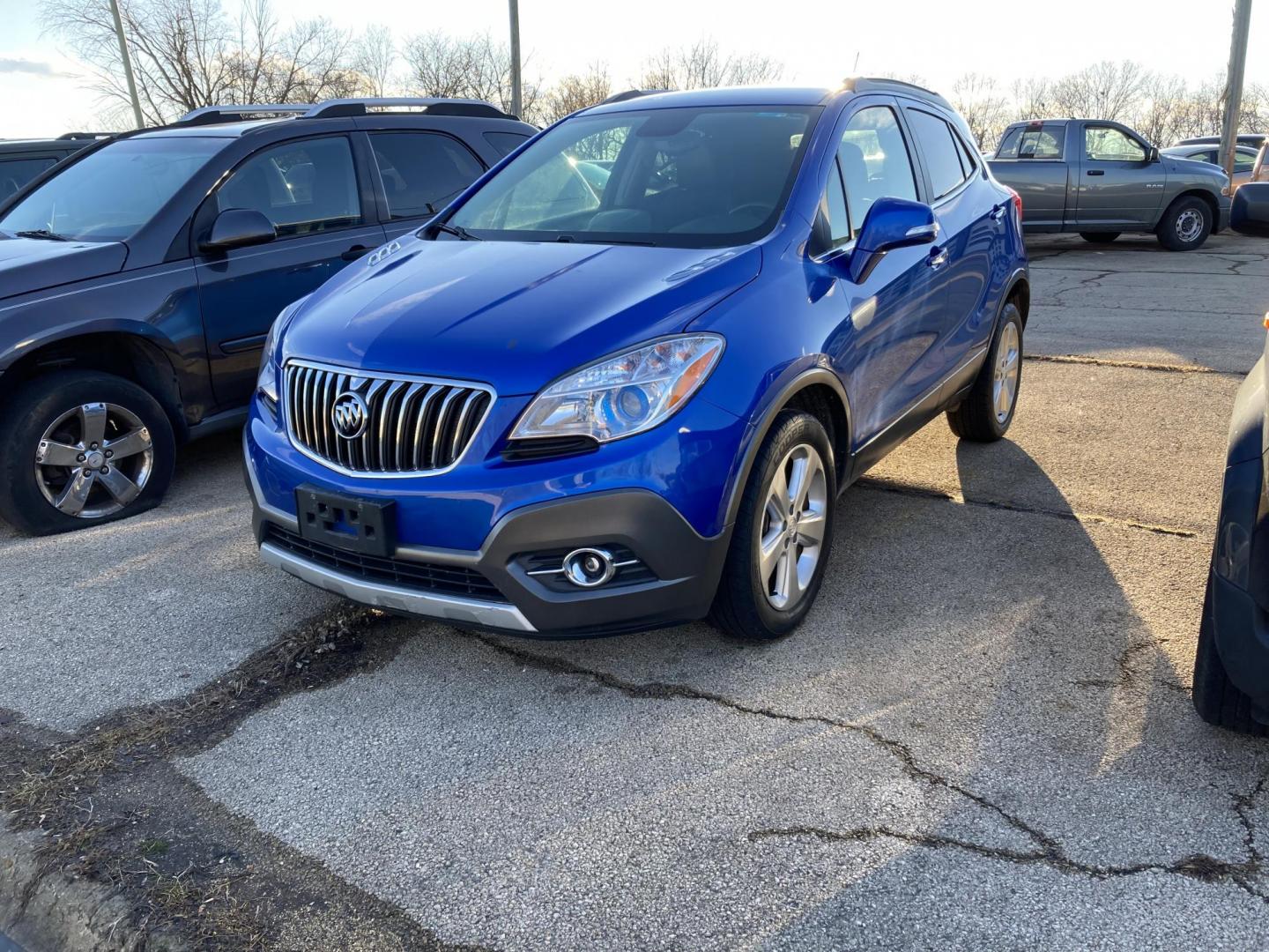 2015 Brilliant Blue Me Buick Encore Convenience AWD (KL4CJFSB1FB) with an 1.4L L4 DOHC 16V TURBO engine, 6-Speed Automatic transmission, located at 1800 South Ihm Blvd, Freeport, IL, 61032, (815) 232-5543, 42.278645, -89.607994 - Encore Convenience 4D SUV AWD - Photo#0